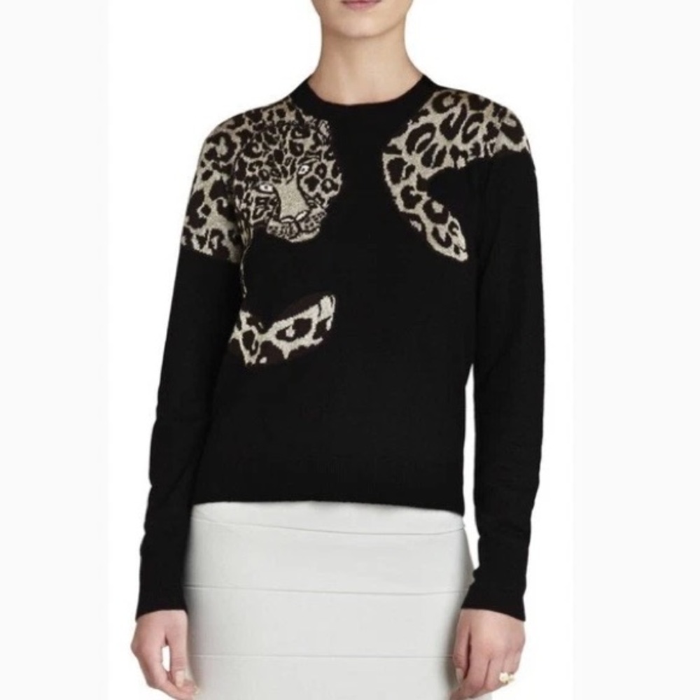 💜NWT BCBGMaxAzria rate tiger merino sweater